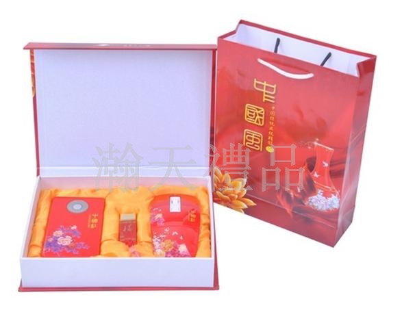 中國紅彩花電源折鼠U盤套裝