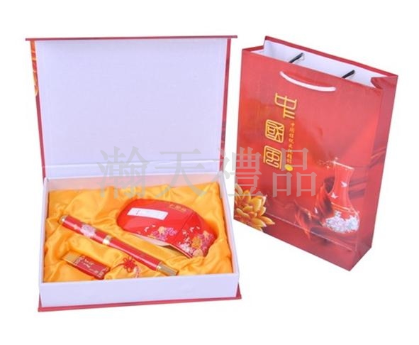 中國紅折鼠瓷筆U盤套裝